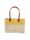 yellow crochet laptop bag - front view handmade t-shirt yarn