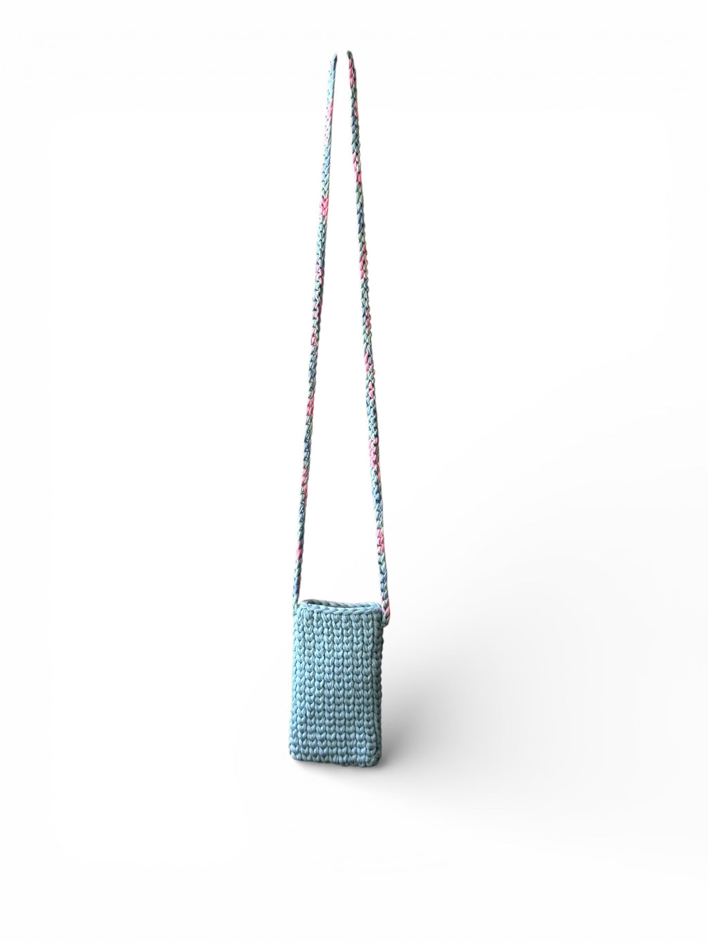 MINI PHONE BAG - Light Blue Pastel Pink & Blue