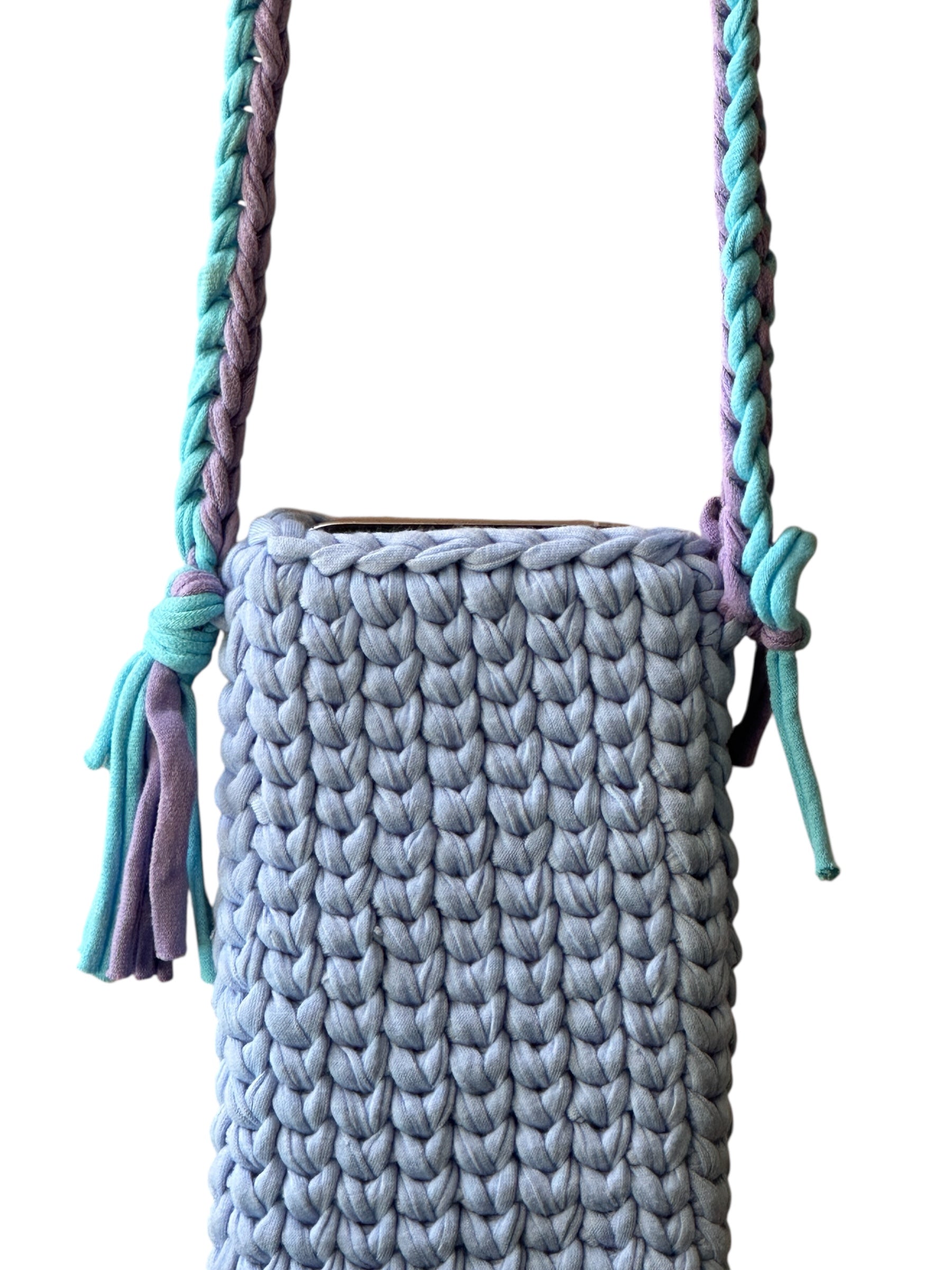 MINI PHONE BAG - Light Blue Pastel Pink & Blue