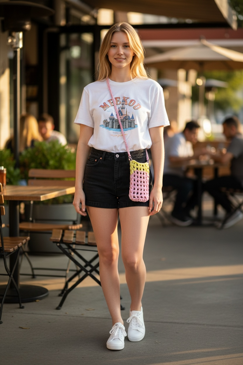 MINI PHONE BAG - Pink & Yellow